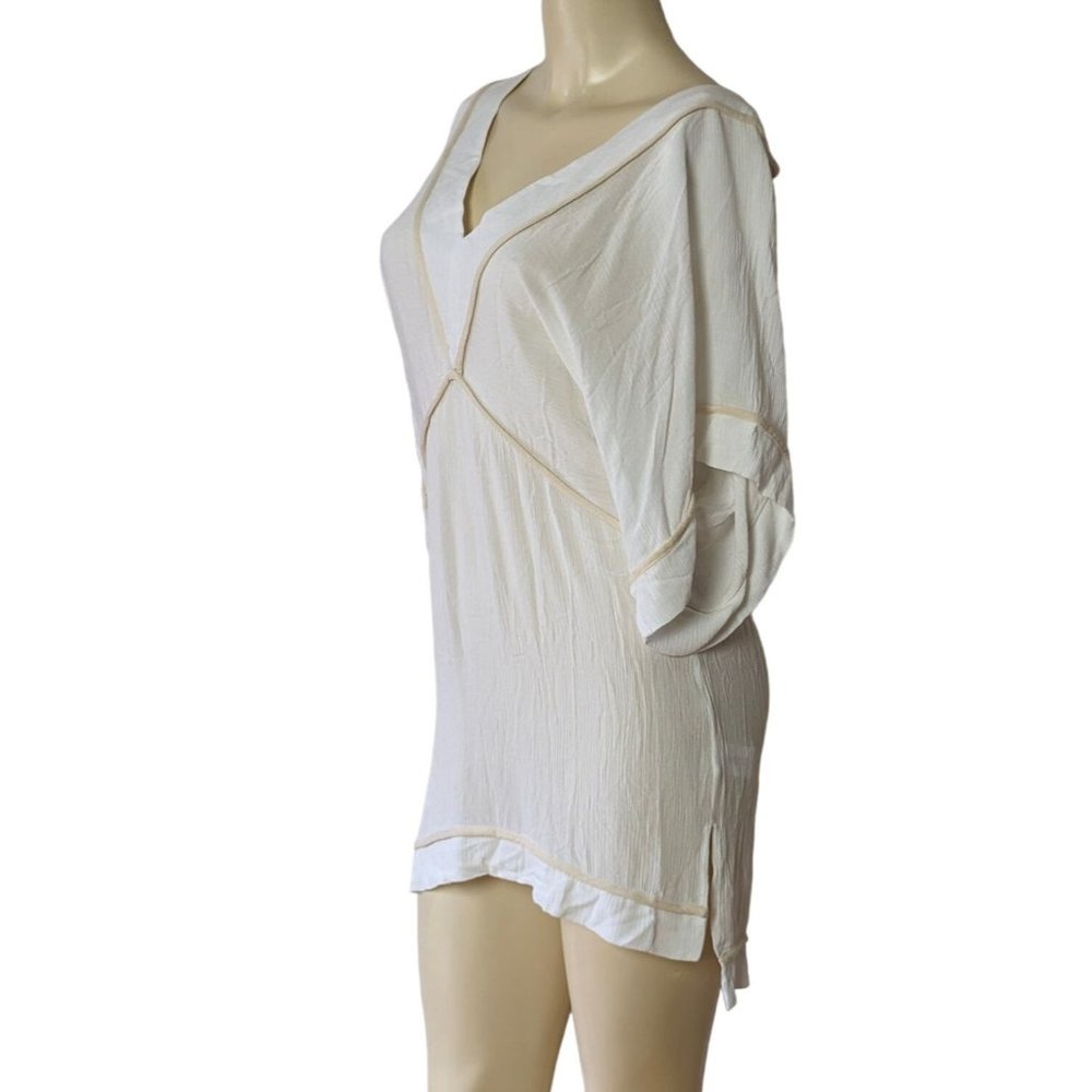 ViX Paula Harmanny off-white‎ rayon Tunic Swimsuit Beach gauze like Coverup - Picture 4 of 8